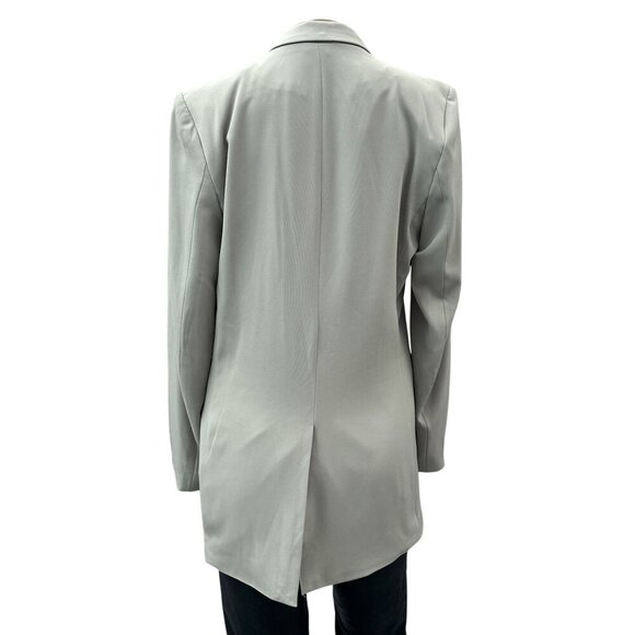 H&M Womens Blazer Jacket Career Long Sleeve Double-Breasted Pockets Light Gray S - Picture 2 of 13